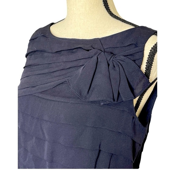 TORY BURCH WALTRAUD SILK NAVY BLUE TOP SZ: 6 - Picture 6 of 7